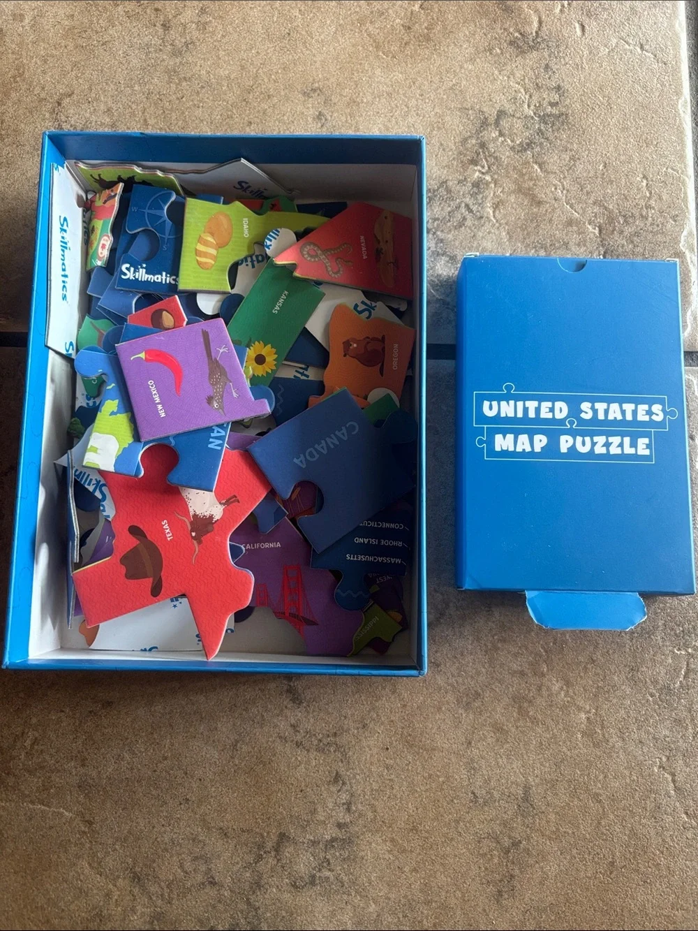 Skillmatics | United States Map Puzzle + 50 State Cards 100% Safe Non-Toxic SET